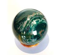 Crystalmiracle Bloodstone Sphere Crystal Healing Reiki FENG Shui Home Office Gift Energy Metaphysical Gemstone Peace Meditation VAASTU Spiritual pour Unisexe, Vert, Rouge, Blanc, 52 mm