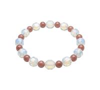 CRYSTALMIRACLE Bracelet extensible en opalite avec perles de quartz rose - Bijou de guérison tendance pour homme et femme - Fait à la main