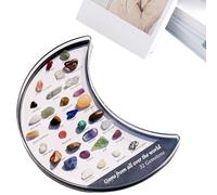 Crystals Moon Box - 65gPierres Précieuses Naturelles, Plateau De Rangement En Forme De Lune | Ensemble Ďe Méditation Énergétique , Décor Đe Bureau Esthétique | Kit D́e Thérapie Aux Pierres Reiki