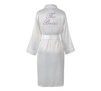 CrystalsRus Ivoire Varsany Peignoirs en Satin La Mariée Strass Jour de Mariage Robe de Chambre Lune de Miel Personnalisée