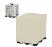 Crysterris Bâche de Réservoir d'eau, Bache pour Cuve 1000L/800L/600L/300L, 210D Oxford Anti-Poussière Housse de Protection Container Cuve IBC d'eau de Pluie(Size:600L :120 * 80 * 100CM,Color:Beige)