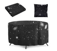 Crysterris Bâche Table Ronde Extérieure 210D Oxford Housse de Protection pour Basse de Jardin ，Impermeable Couverture de Meubles Salon avec Cordon Réglable(Size:230 * 110cm,Color:Noir)