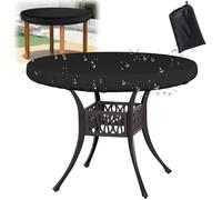 Crysterris Housse de Plateau Table de Jardin Ronde,210D Oxford Bâche de Protection pour Table Bistro Ronde, Imperméabl Couverture pour Mobilier de Table pour Balcon, Porche(Size:76 * 10cm,Color:Noir)