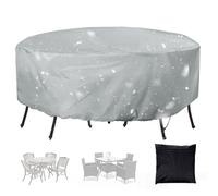 Crysterris Housse de Protection Salon de Ronde Exterieur Jardin,Imperméable Bâche pour Table de Patio, Coupe-Vent Couverture pour Chaise Meubles avec Cordon Réglable(Size:210D 127 * 58cm,Color:Gris)