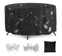 Crysterris Housse de Protection Salon de Ronde Exterieur Jardin,Imperméable Bâche pour Table de Patio, Coupe-Vent Couverture pour Chaise Meubles avec Cordon Réglable(Size:420D 127 * 58cm,Color:Noir)