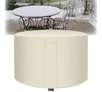 Crysterris Housse de Salon de Exterieur Jardin, Imperméable Bâche de Protection Table Ronde de Patio, Coupe-Vent Couverture pour Chaise Meubles avec Cordon Réglable(Size:142 * 68cm,Color:Beige)