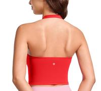 CRZ YOGA Aux Femmes Butterluxe Licou Palangre Brassière de Sport Rembourré Yoga Recadrer Char Hauts Rouge Profond 36