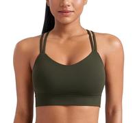 CRZ YOGA Aux Femmes Butterluxe Palangre Soutien-Gorge de Sport Crise Croix Tasse Moulée Yoga Recadrer Haut Olive Verte M