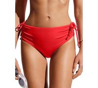 CRZ YOGA Bas de Bikini pour Femme Slip de Bain Ajustable à Nouer sur Le côté Rouge Profond 40