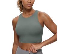 CRZ YOGA Butterluxe Femmes Dos en Y Col Haut Palangre Brassière de Sport - Rembourré Yoga Débardeurs Courts Sauge Grise 42