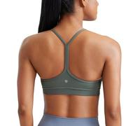 CRZ YOGA Butterluxe Femmes Soutien-Gorge de Sport Y Dos Nageur Spaghetti Straps Faible Impact Rembourré Yoga Bra Tops Sauge Grise S