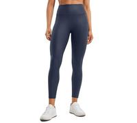 CRZ YOGA Butterluxe Similicuir Mat Taille Haute Pas de Couture Devant Femmes Leggings - 64/71cm Motif en Feuille de Vraie Marine 40