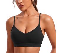 CRZ YOGA Butterluxe V Cou des Sports Bras pour Femmes Ajustable Rembourré Yoga Soutien-Gorge Noir 44
