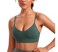 CRZ YOGA Butterluxe V Cou des Sports Bras pour Femmes Ajustable Rembourré Yoga Soutien-Gorge Vert Forêt Foncé 36