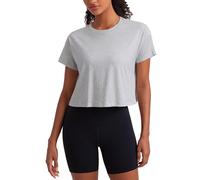 CRZ YOGA Coton Pima Chemisier Col Rond Crop Gris Clair Chaud 38
