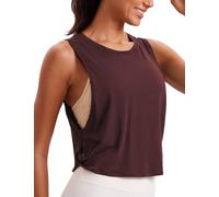 CRZ YOGA Femme Coton Débardeur Shirt sans Manches Corps de Sport Fitness Tank Tops Rouge foncé 44