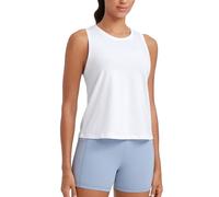CRZ YOGA Femme Coton Pima Débardeur Ample sans Manches Haut de Yoga Fitness Tank Top Blanc 38