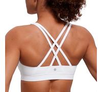 CRZ YOGA Femme Dos Croisé Soutien-Gorge de Sport Yoga Fitness Coussinet Amovible sans Armature Blanc_H146 S