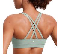 CRZ YOGA Femme Dos Croisé Soutien-Gorge de Sport Yoga Fitness Coussinet Amovible sans Armature Cour du Palmier Vert M