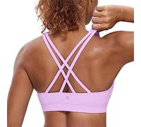 CRZ YOGA Femme Dos Croisé Soutien-Gorge de Sport Yoga Fitness Coussinet Amovible sans Armature Lilas M