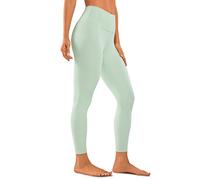 CRZ YOGA Femme Legging de Sport Elastique Pantalons Taille Haute pour Gym avec Poche-63cm Vert Paille Pâle 42