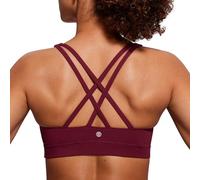 CRZ YOGA Femme Soutien-Gorge de Sport Yoga Fitness Coussinet Amovible sans Armature Merlot Rouge L