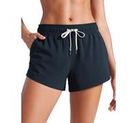 CRZ YOGA Femmes 3" Taille Moyenne Short de Bain Fente Latérale Bas Maillot de Bain Séchage Rapide Plage avec Doublure Poches True Navy 44
