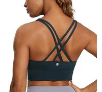 CRZ YOGA Femmes À Brides Brassières de Sport Longues sans Fil Rembourrés Entraînement Crop Débardeur Top True Navy 40