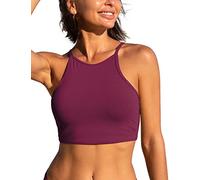 CRZ YOGA Femmes à Dos Nageur Hauts de Bikini Maillot de Bain Rembourré Sexy à Col Haut Fuchsia 40