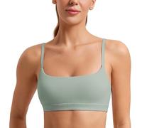 CRZ YOGA Femmes Butterluxe Ajustable Spaghetti Soutien-Gorge de Sport Rembourré Yoga Soutien-Gorge Cour du Palmier Vert 38