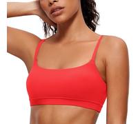 CRZ YOGA Femmes Butterluxe Ajustable Spaghetti Soutien-Gorge de Sport Rembourré Yoga Soutien-Gorge Rouge Profond 38