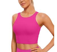 CRZ YOGA Femmes Butterluxe Col Haut Palangre Sports Soutien-Gorge - U Retour Entraînement Haut Court avec Soutien-Gorge Intégré Hibiscus Violet 42