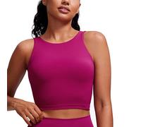 CRZ YOGA Femmes Butterluxe Col Haut Palangre Sports Soutien-Gorge - U Retour Entraînement Haut Court avec Soutien-Gorge Intégré Magenta Pourpre 44