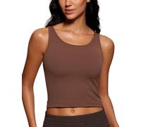 CRZ YOGA Femmes Butterluxe Double Doublure Débardeurs Dos Nageur Sports sans Manches Court Gilet Café Marron 38