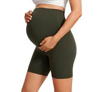CRZ YOGA Femmes Butterluxe Short de Maternité Yoga Entraînement Athlétique Courir sur Le Ventre - 15cm Olive Verte 46