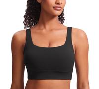 CRZ YOGA Femmes Butterluxe Soutien-Gorge de Sport à Dos en U - Faible Impact Yoga Entraînement Rembourré Haut Court Noir S