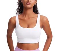 CRZ YOGA Femmes Butterluxe Soutien-Gorge de Sport à Dos en U - Faible Impact Yoga Entraînement Rembourré Haut Court Blanc XL