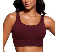 CRZ YOGA Femmes Butterluxe Soutien-Gorge de Sport à Dos en U - Faible Impact Yoga Entraînement Rembourré Haut Court Merlot Rouge XL