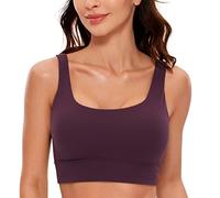CRZ YOGA Femmes Butterluxe Soutien-Gorge de Sport à Dos en U - Faible Impact Yoga Entraînement Rembourré Haut Court Violet foncé XL