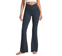 CRZ YOGA Femmes Butterluxe Taille Croisée en V Pantalon Évasé Taille Haute Yoga Leggings - 74cm True Navy 42