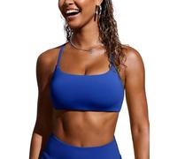 CRZ YOGA Femmes Haut de Bikini à Encolure Dégagée Bretelles Spaghetti Réglables Rembourrage Maillot de Bain Wave Bleu 44