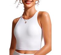 CRZ YOGA Femmes Hauts de Bikini à Dos Nageur Haut de Maillot de Bain Sèche Rapidement Rembourré Crop Top Blanc 46