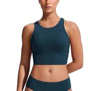 CRZ YOGA Femmes Hauts de Bikini à Dos Nageur Haut de Maillot de Bain Sèche Rapidement Rembourré Crop Top Insigne Bleu 40
