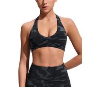 CRZ YOGA Froncé Devant Halter Hauts de Bikini Jungle-Camo-Gris 40