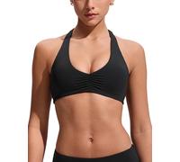 CRZ YOGA Froncé Devant Halter Hauts de Bikini Noir 46
