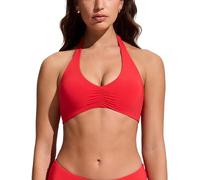 CRZ YOGA Froncé Devant Halter Hauts de Bikini Rouge Profond 40