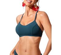CRZ YOGA Maillot de Bain à Lacets pour Femmes Haut de Bikini Spaghetti Croisé Bretelles Soutien-Gorge de Sport Insigne Bleu 44