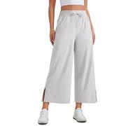 CRZ YOGA Pantalon Capri léger à Jambe Large pour Femmes Taille Haute Décontracté Platine Gris 42