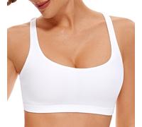 CRZ YOGA Soutien-Gorge de Sport à Bretelles pour Femmes, Haut Court de Fitness Rembourré à Soutien Moyen sans Armature Blanc L