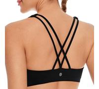 CRZ YOGA Soutien-Gorge de Sport à Bretelles pour Femmes, Haut Court de Fitness Rembourré à Soutien Moyen sans Armature Noir L